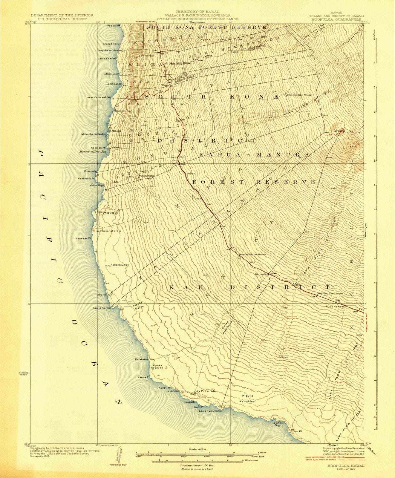 1928 Hoopuloa, HI - Hawaii - USGS Topographic Map