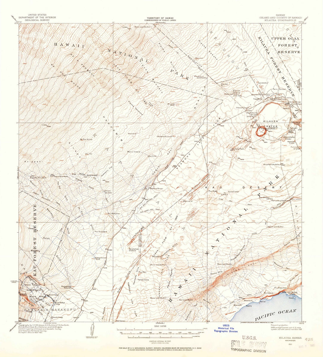 1921 Kilauea, HI - Hawaii - USGS Topographic Map
