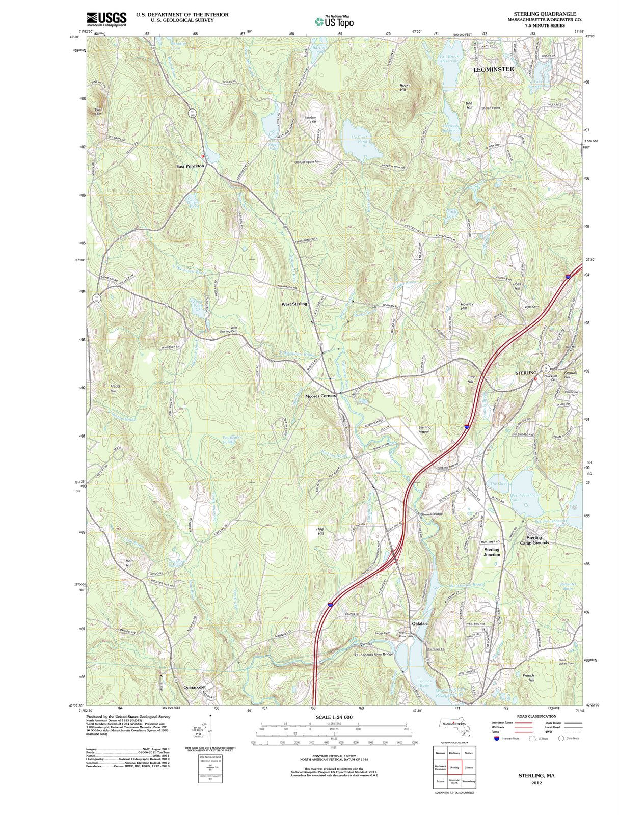 2012 Sterling, MA - Massachusetts - USGS Topographic Map