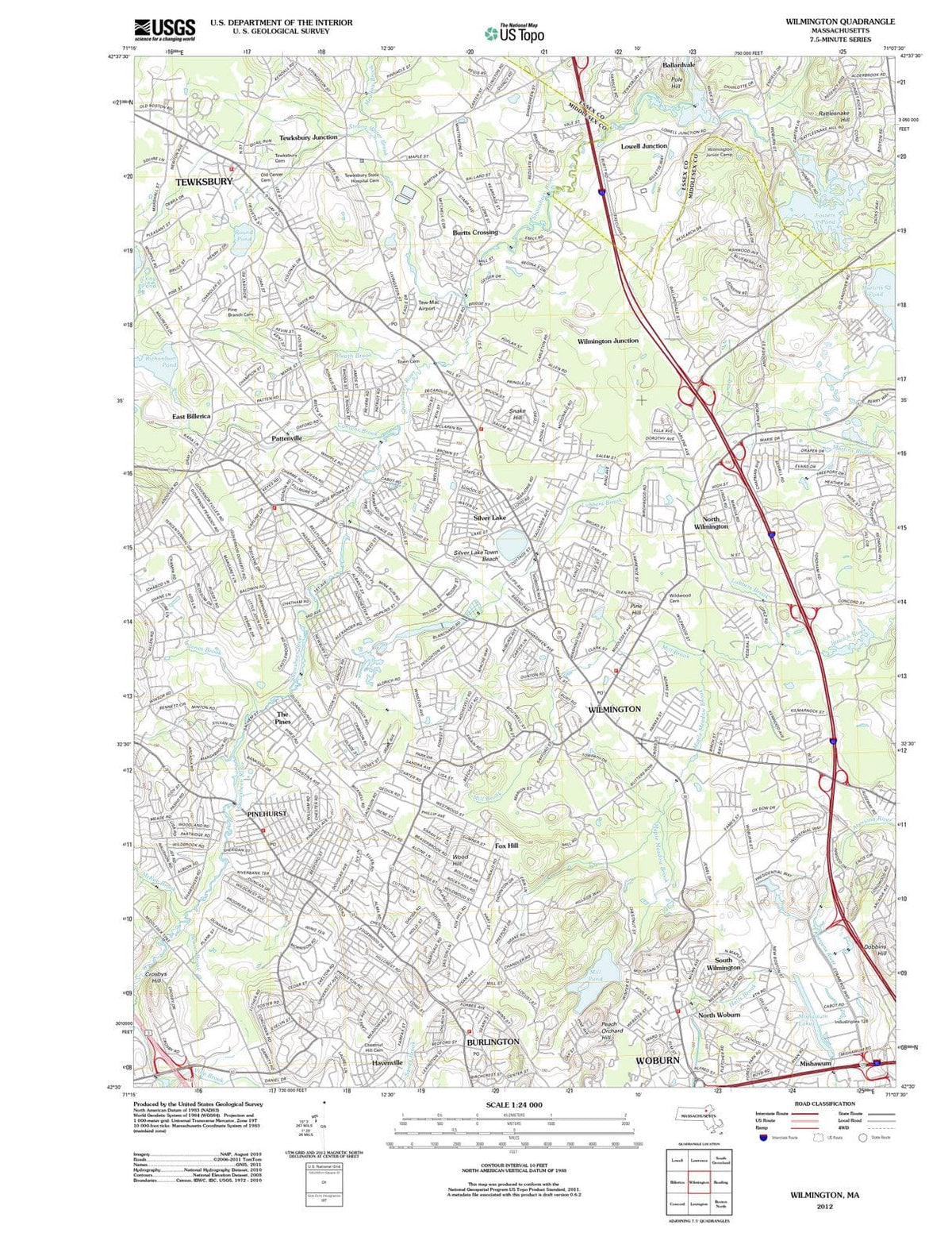 2012 Wilmington, MA - Massachusetts - USGS Topographic Map