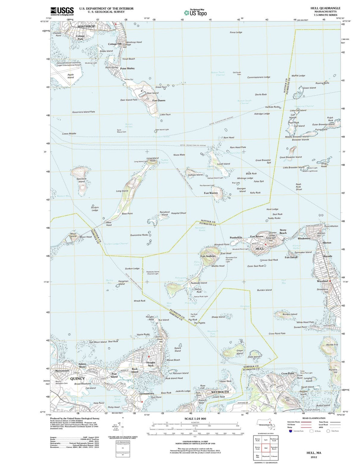 2012 Hull, MA - Massachusetts - USGS Topographic Map