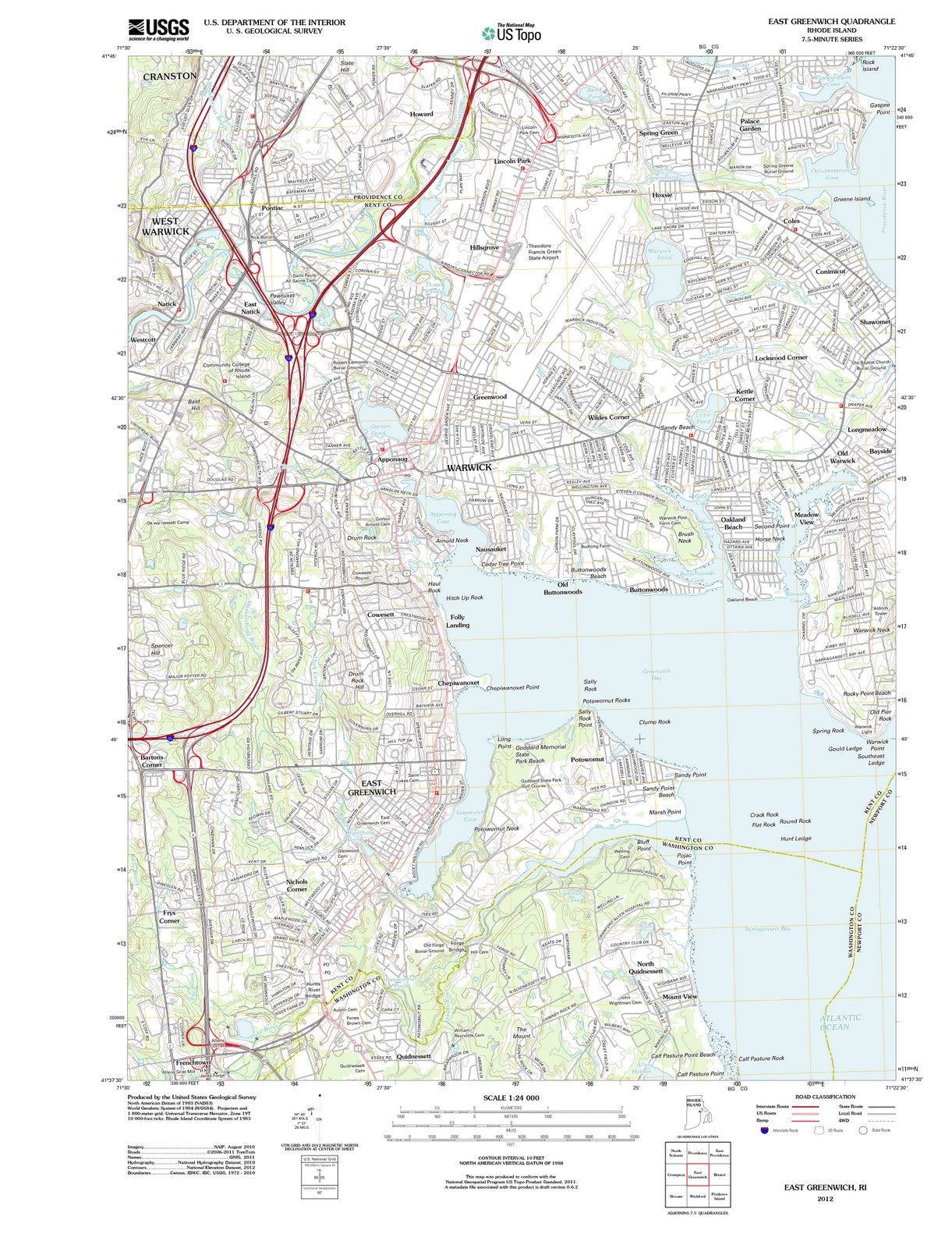 2012 East Greenwich, RI - Rhode Island - USGS Topographic Map