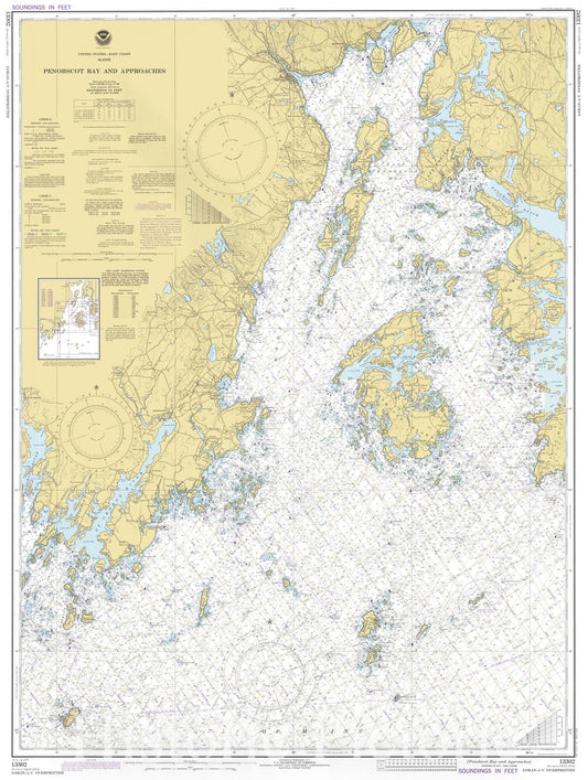 Historic Nautical Map - Penobscot Bay And Approaches, 1977 NOAA Chart - Maine (ME) - Vintage Wall Art