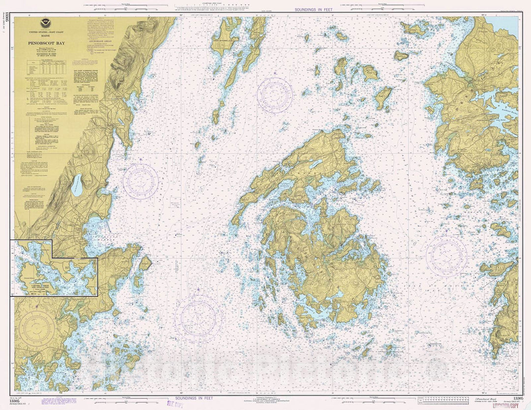 Historic Nautical Map - Penobscot Bay, 1977 NOAA Chart - Maine (ME) - Vintage Wall Art