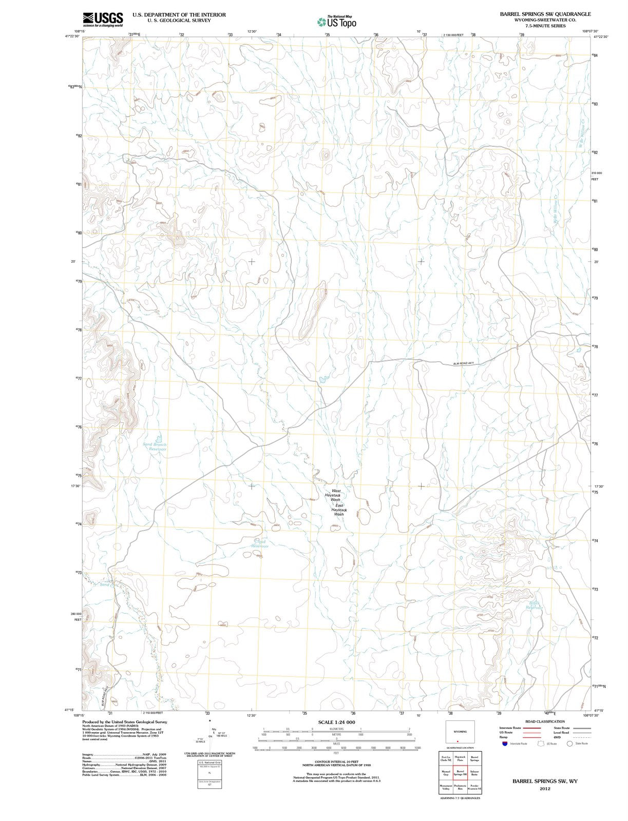 2012 Barrel Springs, WY - Wyoming - USGS Topographic Map v2