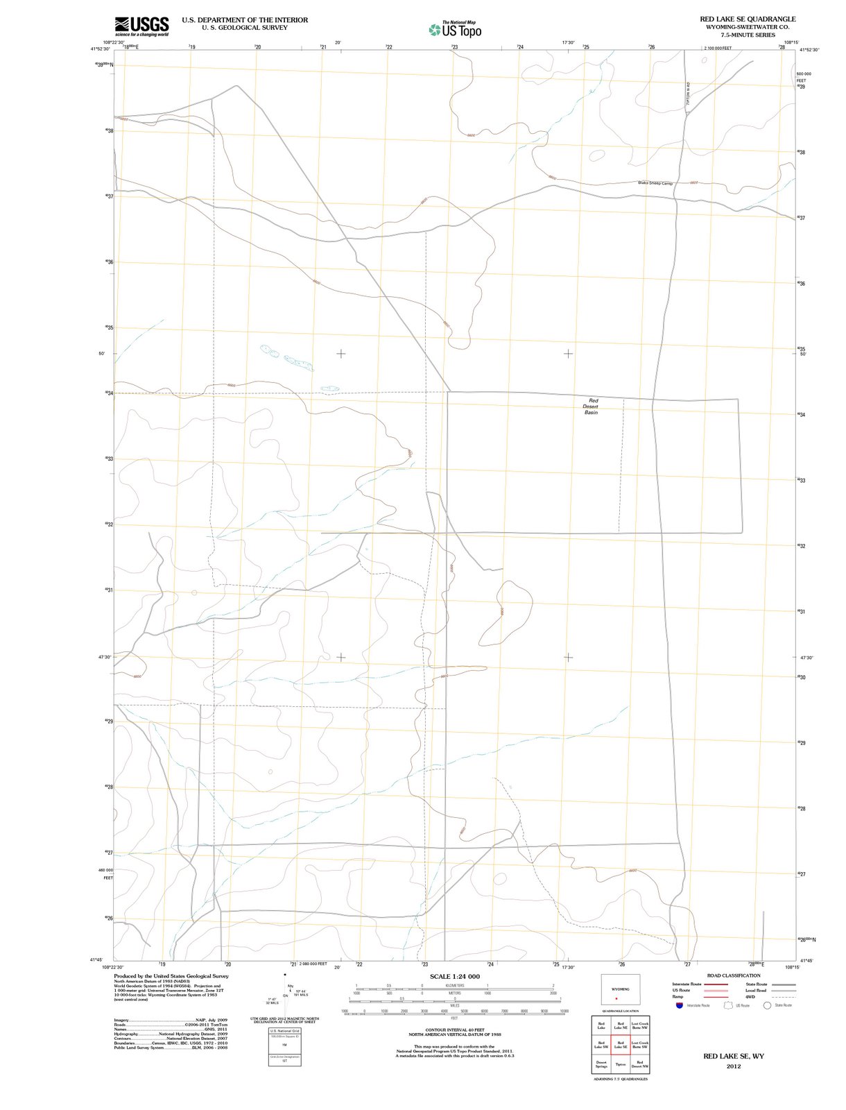 2012 Red Lake, WY - Wyoming - USGS Topographic Map v3