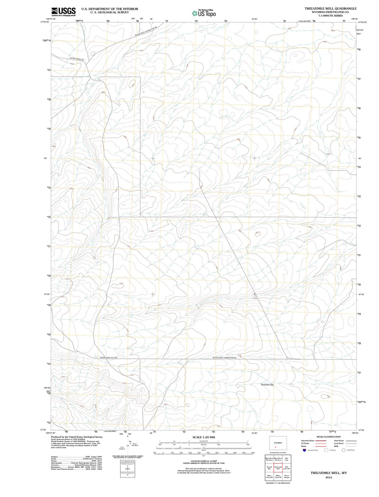 2012 Twelvemile Well, WY - Wyoming - USGS Topographic Map