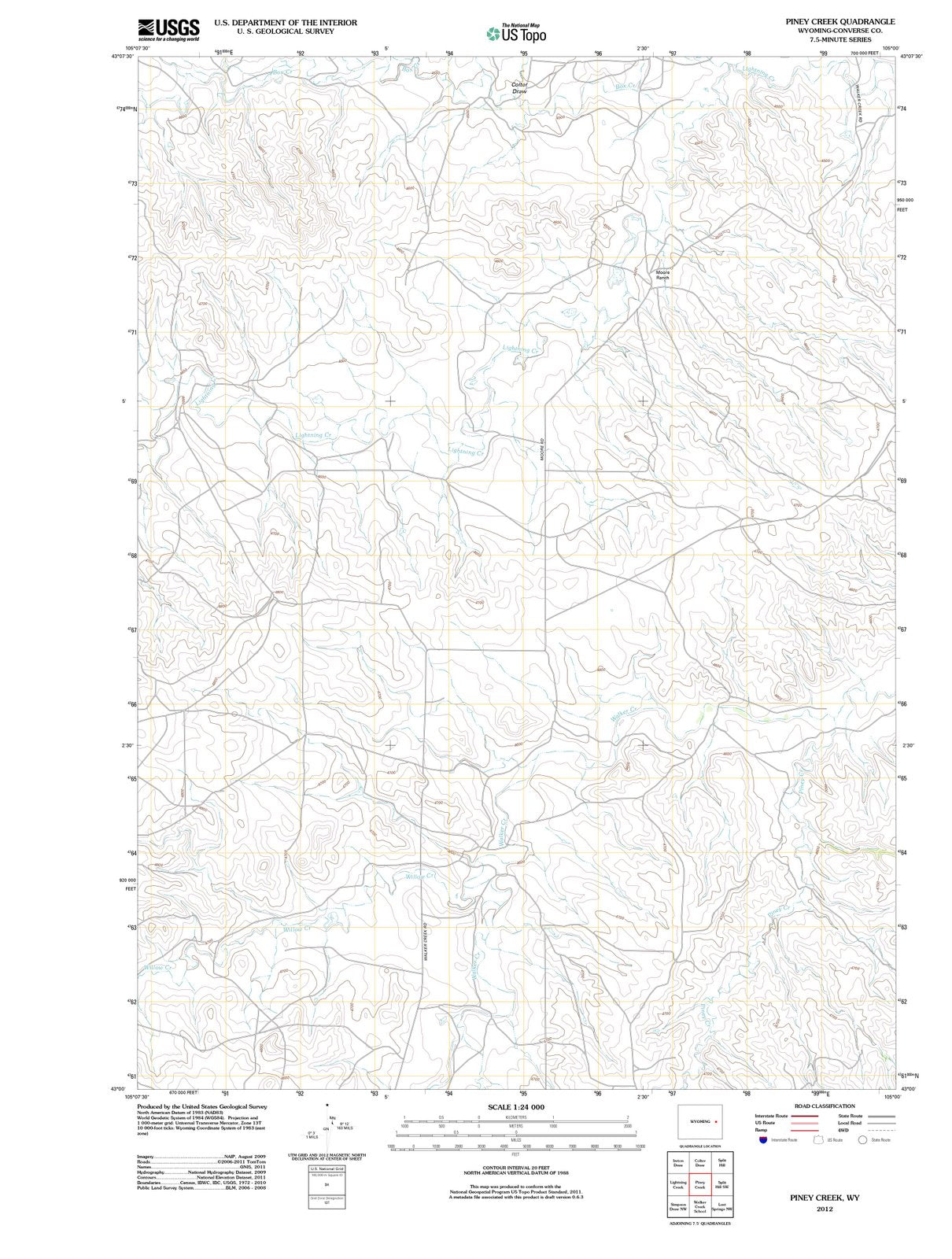 2012 Piney Creek, WY - Wyoming - USGS Topographic Map