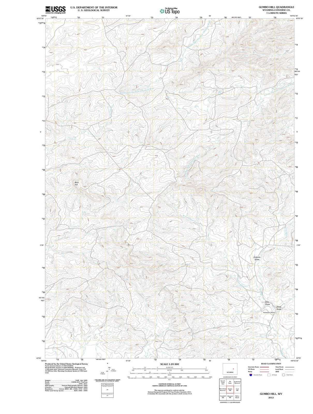2012 Gumbo Hill, WY - Wyoming - USGS Topographic Map
