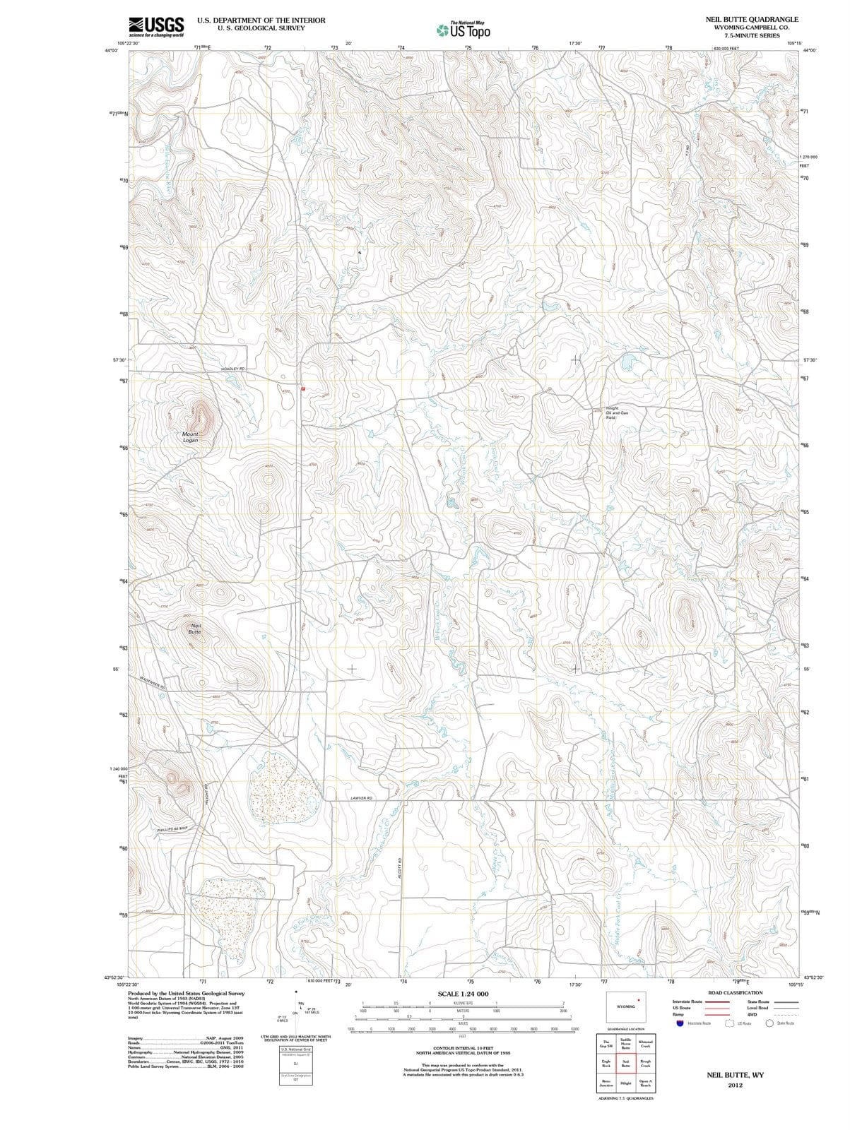 2012 Neil Butte, WY - Wyoming - USGS Topographic Map