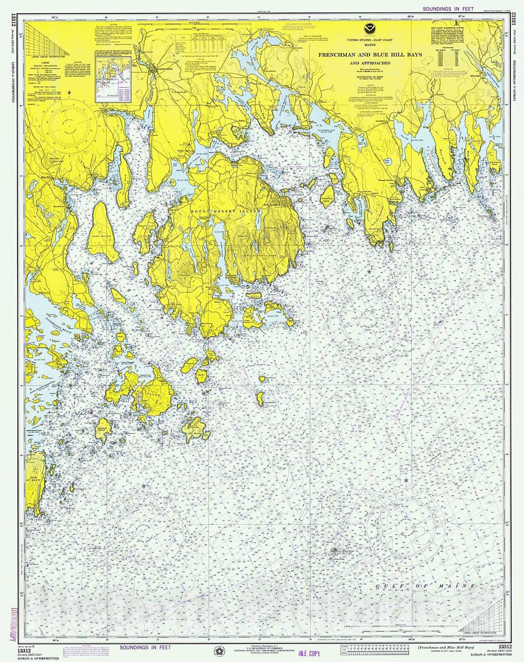 Historic Nautical Map - Frenchman And Blue Hill Bays, 1975 NOAA Chart - Maine (ME) - Vintage Wall Art