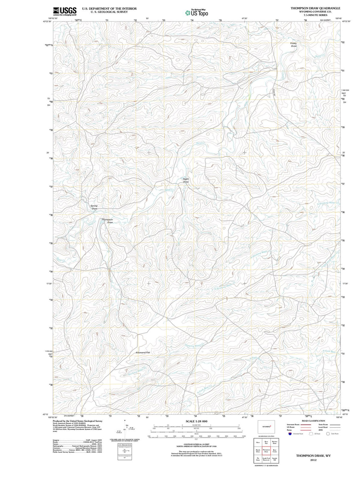 2012 Thompsonraw, WY - Wyoming - USGS Topographic Map