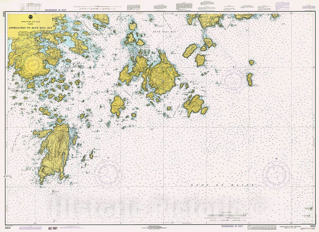 Historic Nautical Map - Approaches To Blue Hill Bay, 1980 NOAA Chart - Maine (ME) - Vintage Wall Art