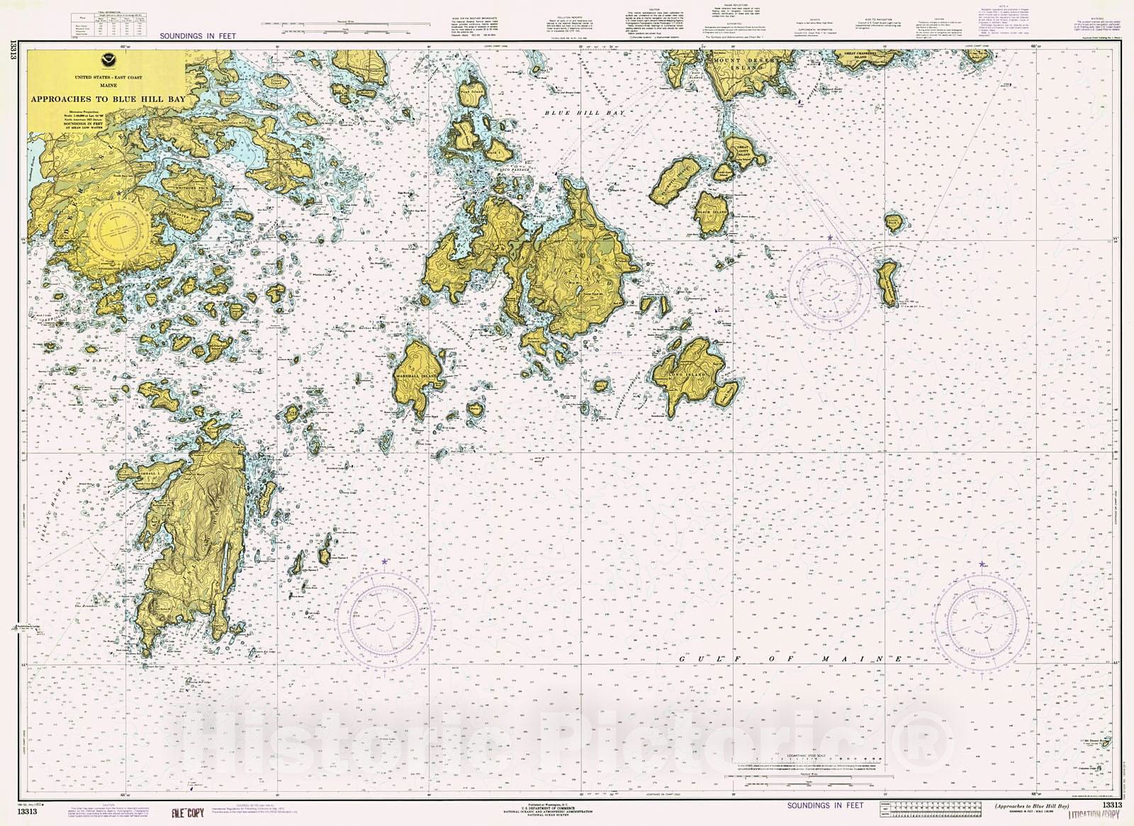 Historic Nautical Map - Approaches To Blue Hill Bay, 1980 NOAA Chart - Maine (ME) - Vintage Wall Art