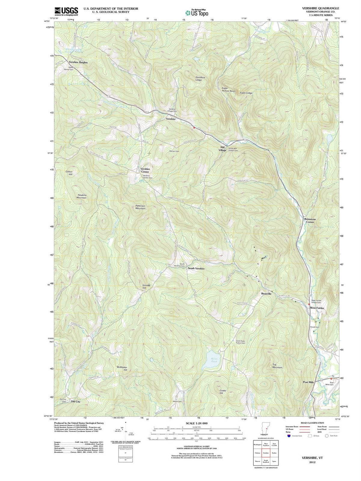 2012 Vershire, VT - Vermont - USGS Topographic Map