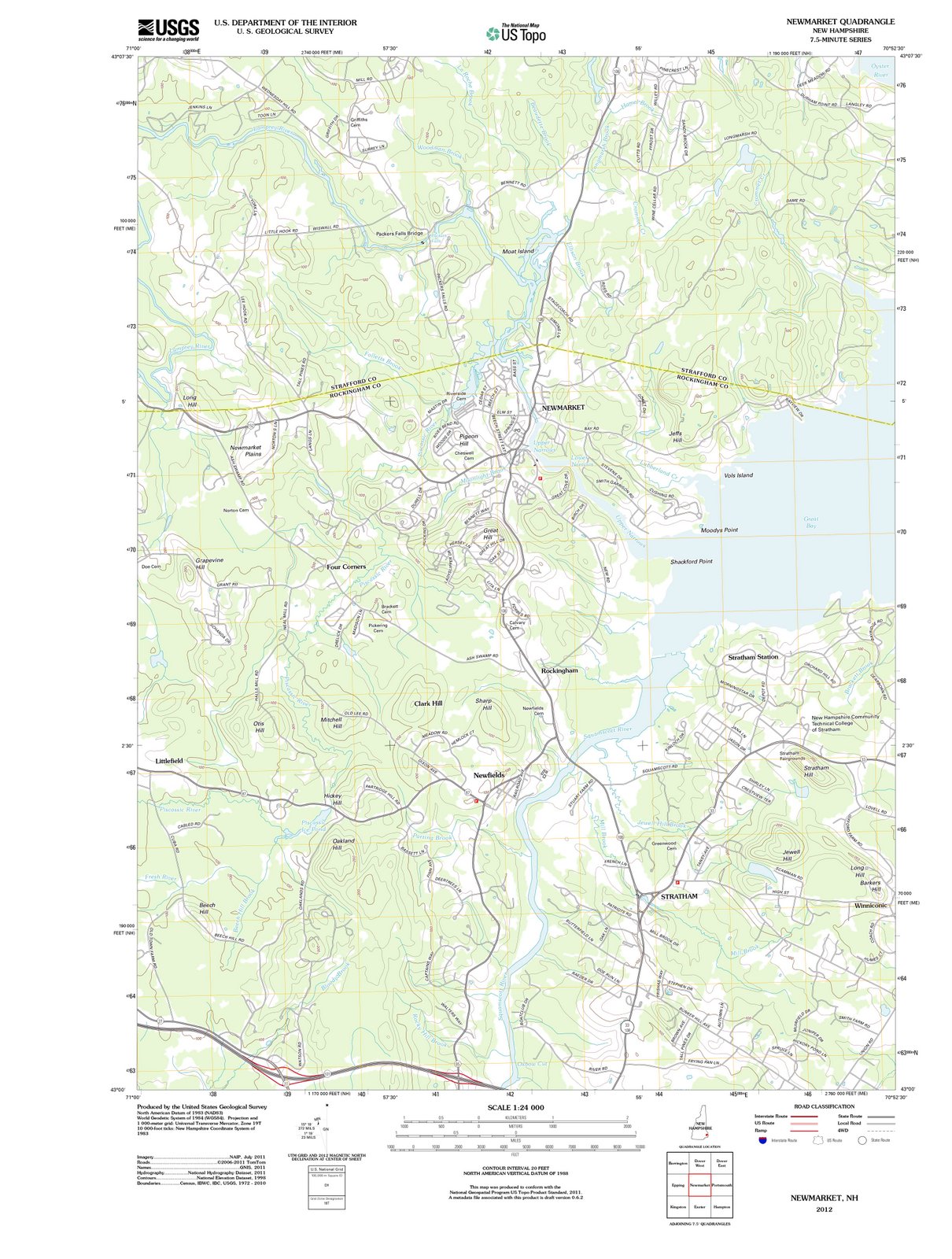 2012 Newmarket, NH - New Hampshire - USGS Topographic Map