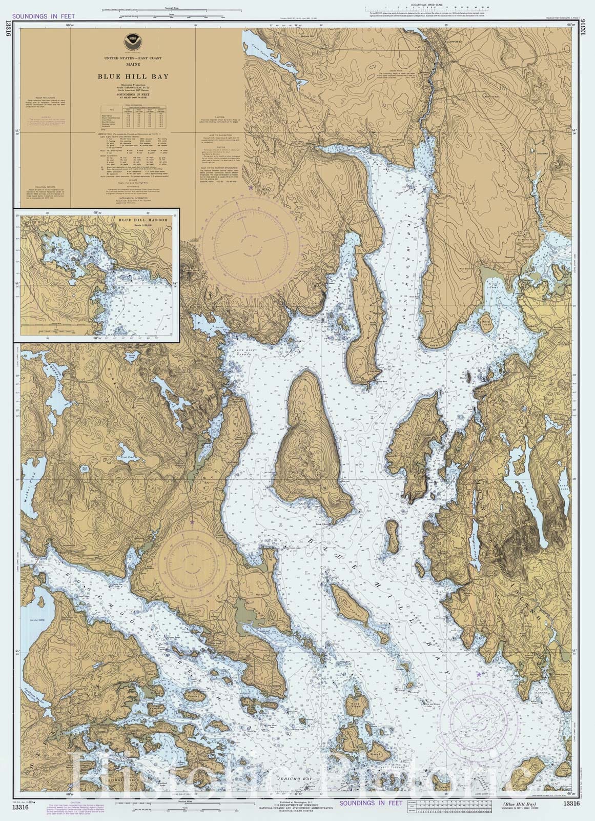 Historic Nautical Map - Blue Hill Bay, 1980 NOAA Chart - Maine (ME) - Vintage Wall Art