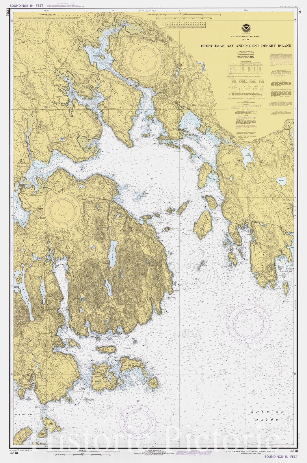 Historic Nautical Map - Frenchman Bay And Mount Desert Island, 1981 NOAA Chart - Maine (ME) - Vintage Wall Art