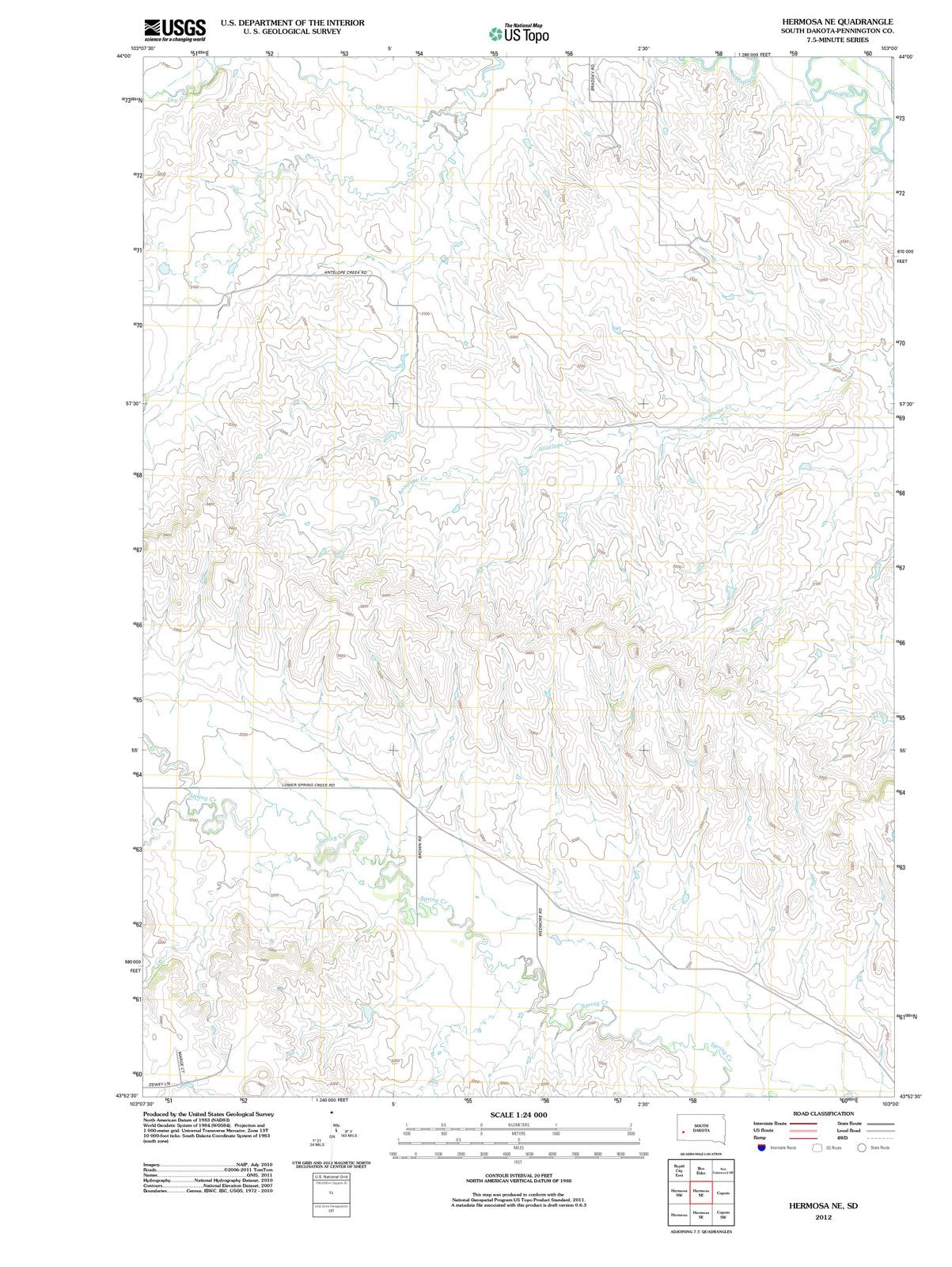2012 Hermosa, SD - South Dakota - USGS Topographic Map v2
