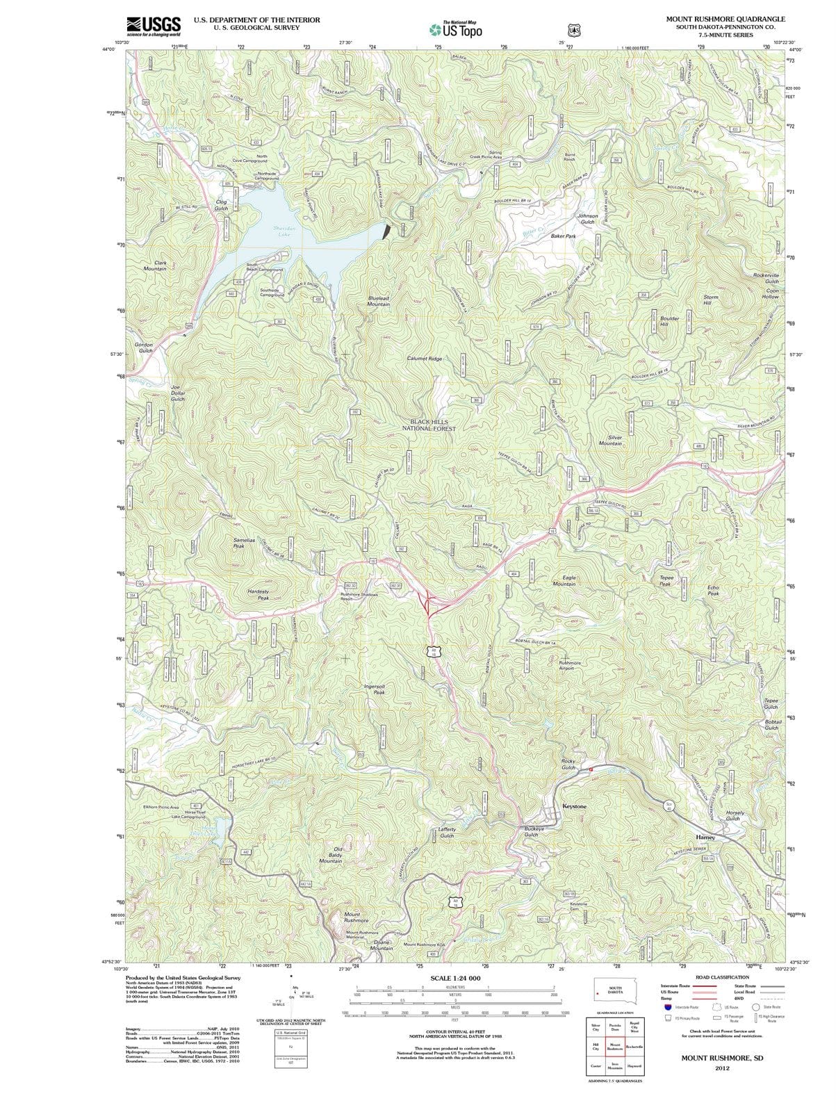 2012 Mount Rushmore, SD - South Dakota - USGS Topographic Map