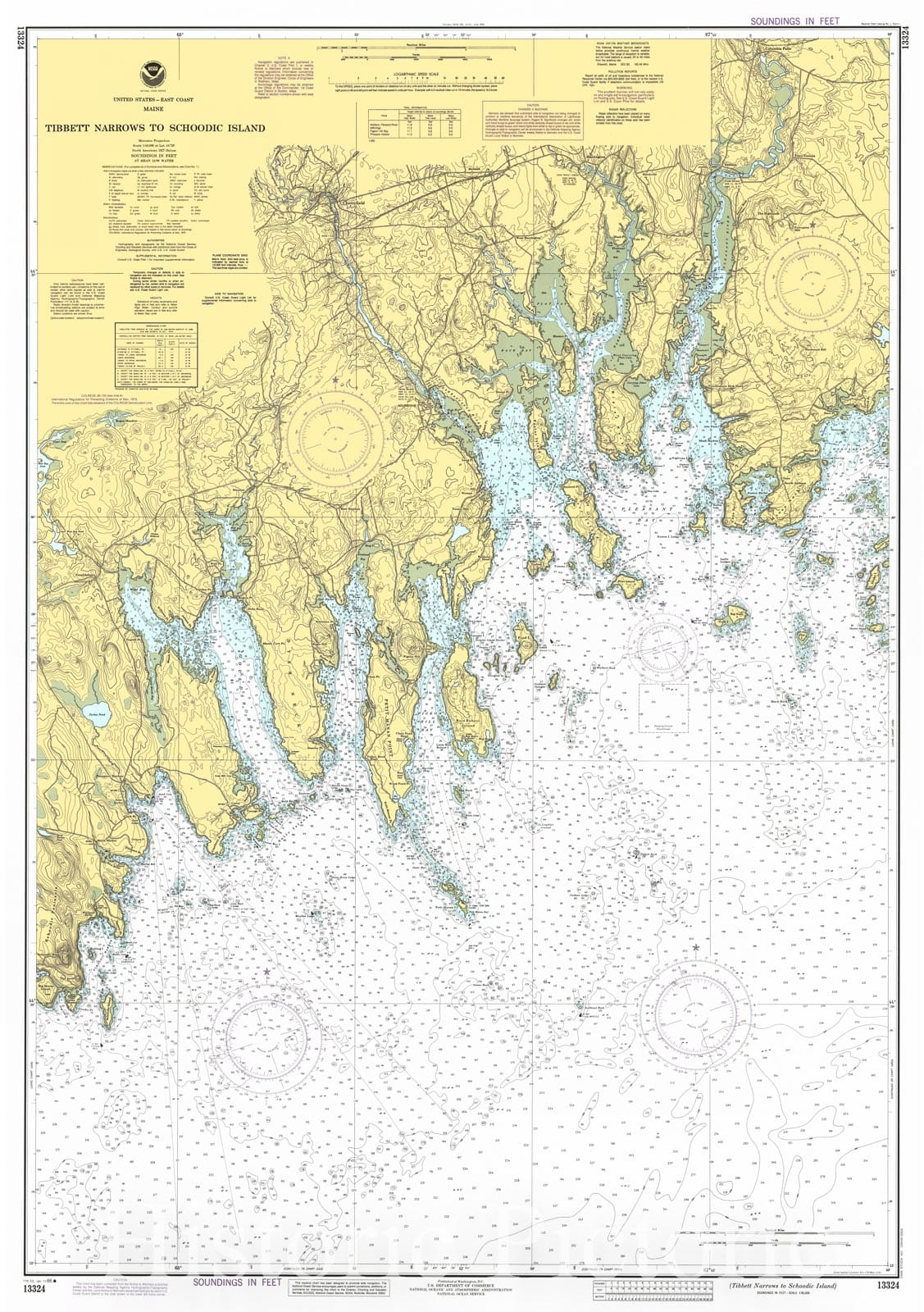 Historic Nautical Map - Tibbett Narrows To Schoodic Island, 1986 NOAA Chart - Maine (ME) - Vintage Wall Art