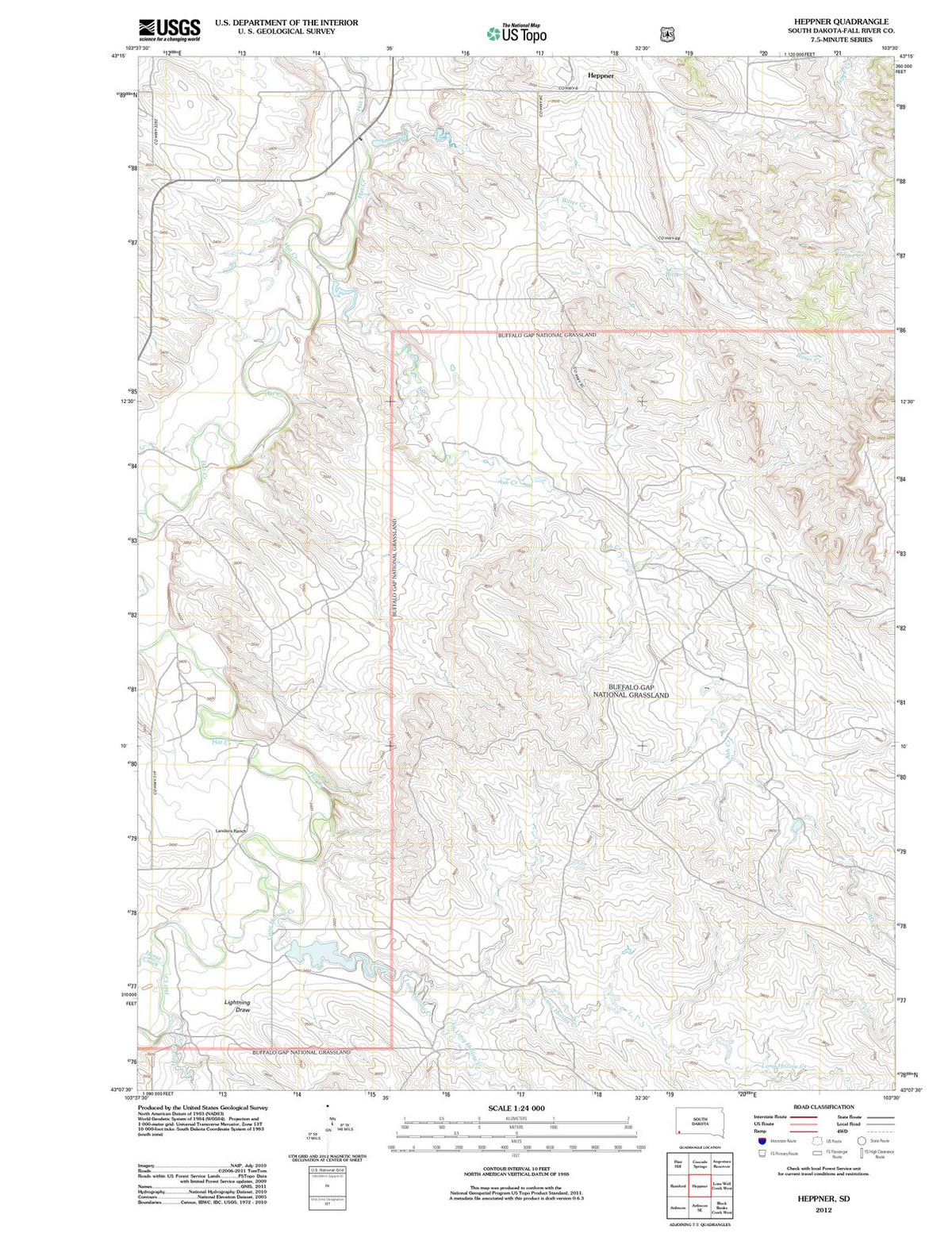 2012 Heppner, SD - South Dakota - USGS Topographic Map