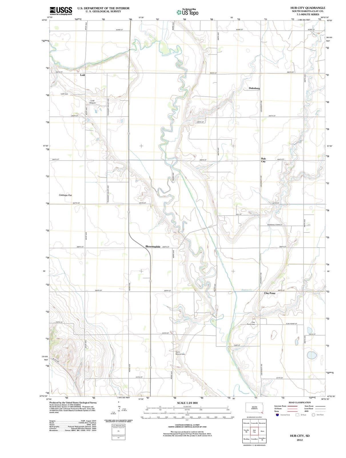 2012 Hub City, SD - South Dakota - USGS Topographic Map