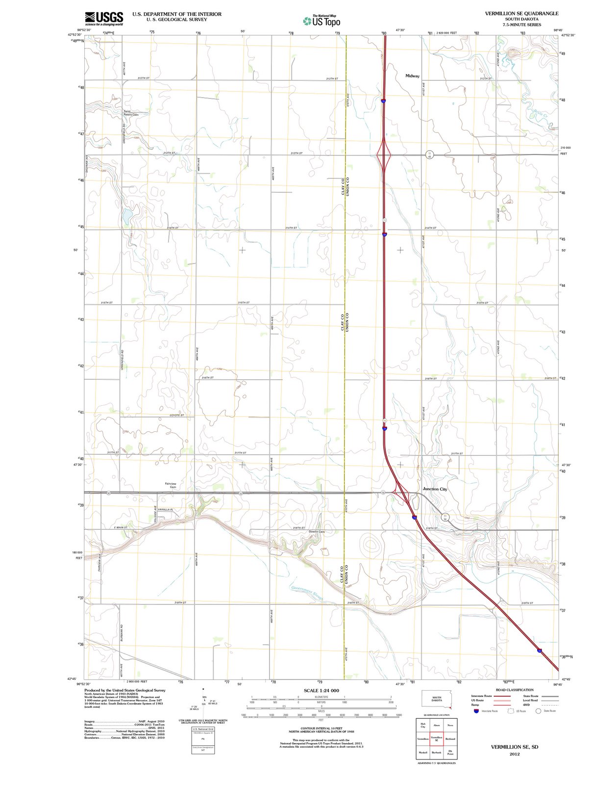 2012 Vermillion, SD - South Dakota - USGS Topographic Map v2