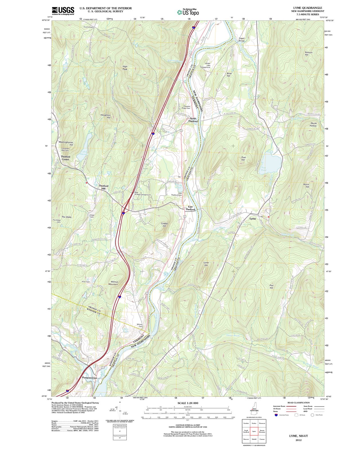 2012 Lyme, NH - New Hampshire - USGS Topographic Map