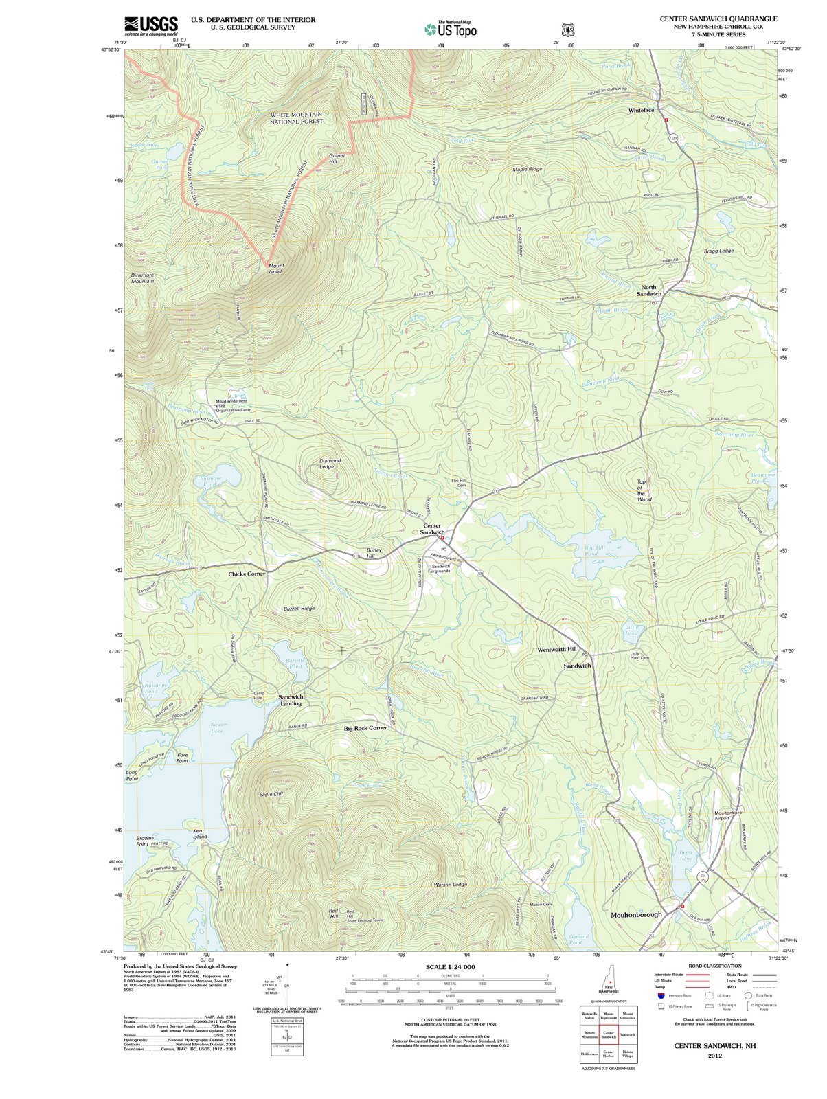 2012 Center Sandwich, NH - New Hampshire - USGS Topographic Map
