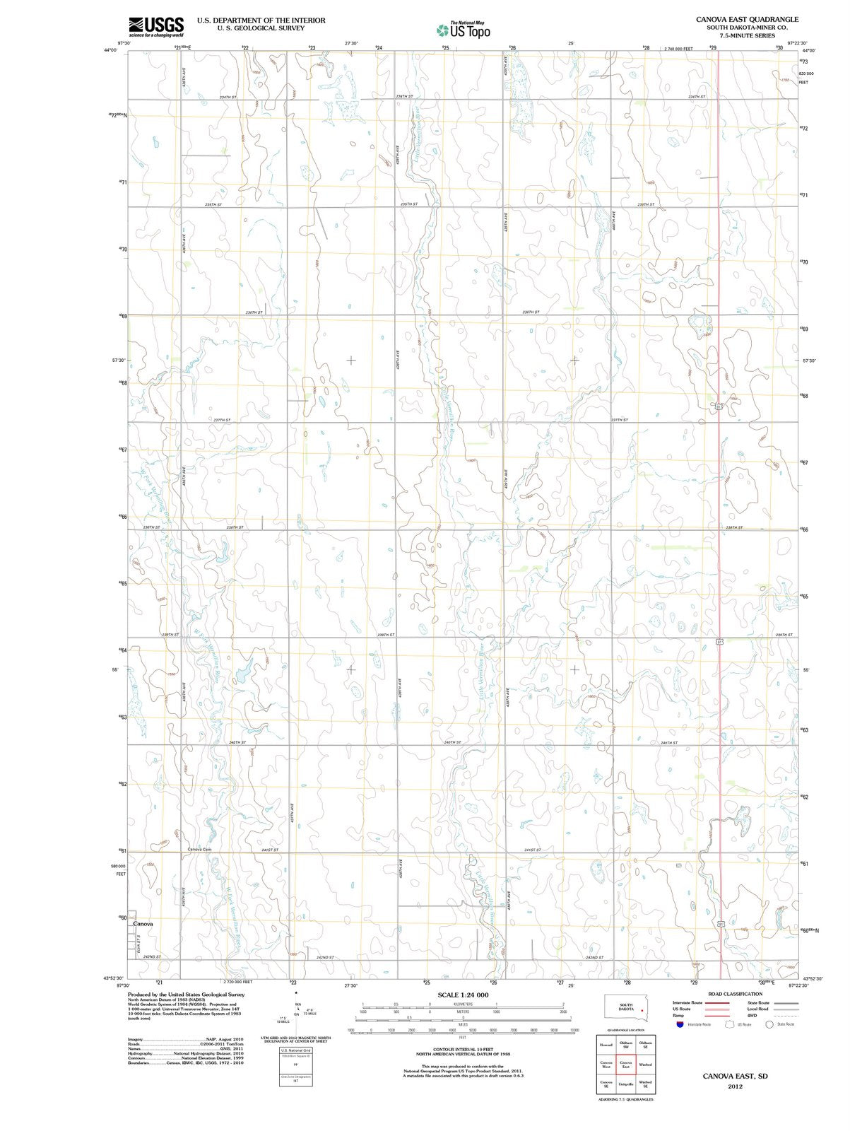 2012 Canova East, SD - South Dakota - USGS Topographic Map