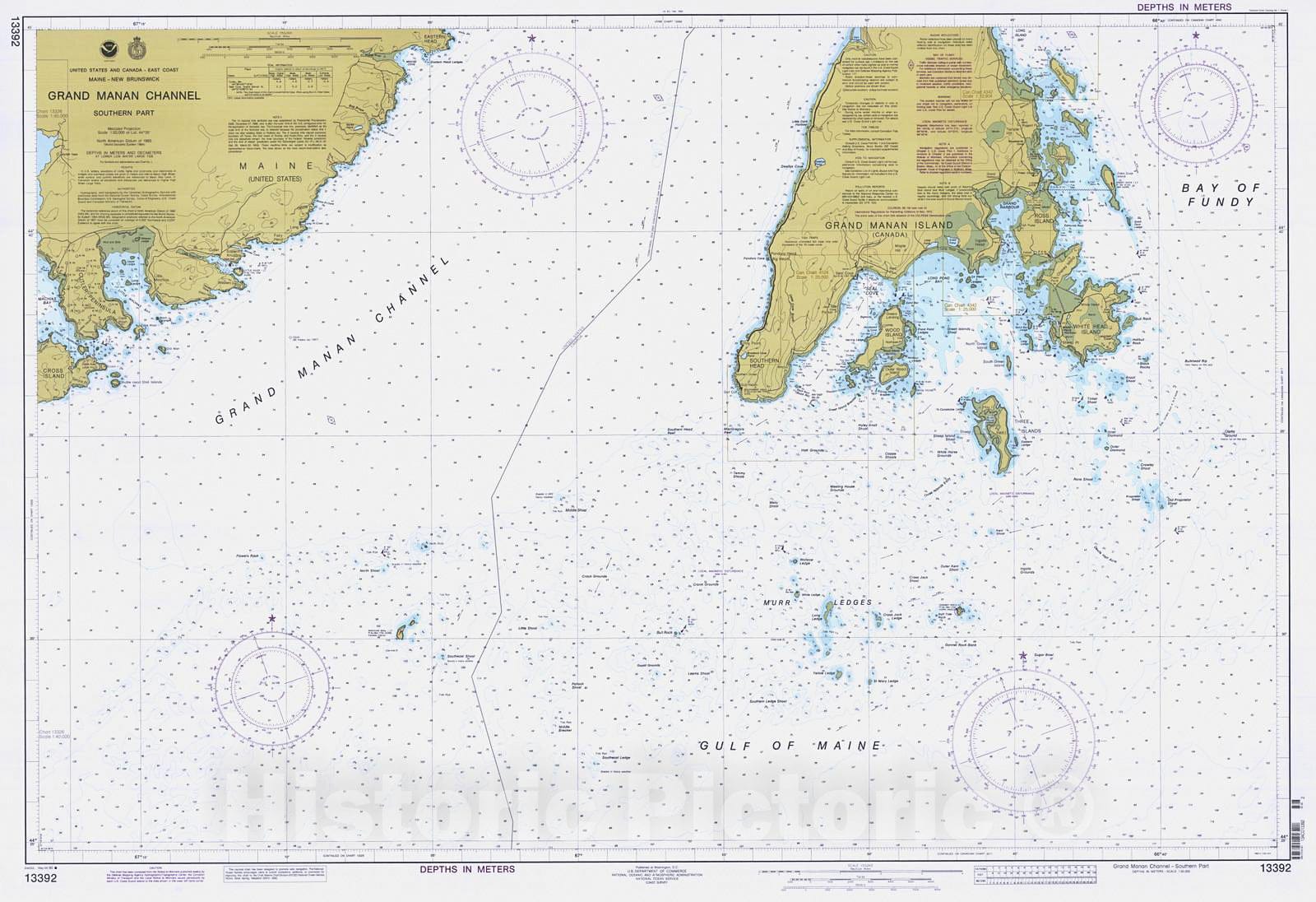 Historic Nautical Map - Grand Manan Channel - Southern Part, 1996 NOAA Chart - Maine (ME) - Vintage Wall Art