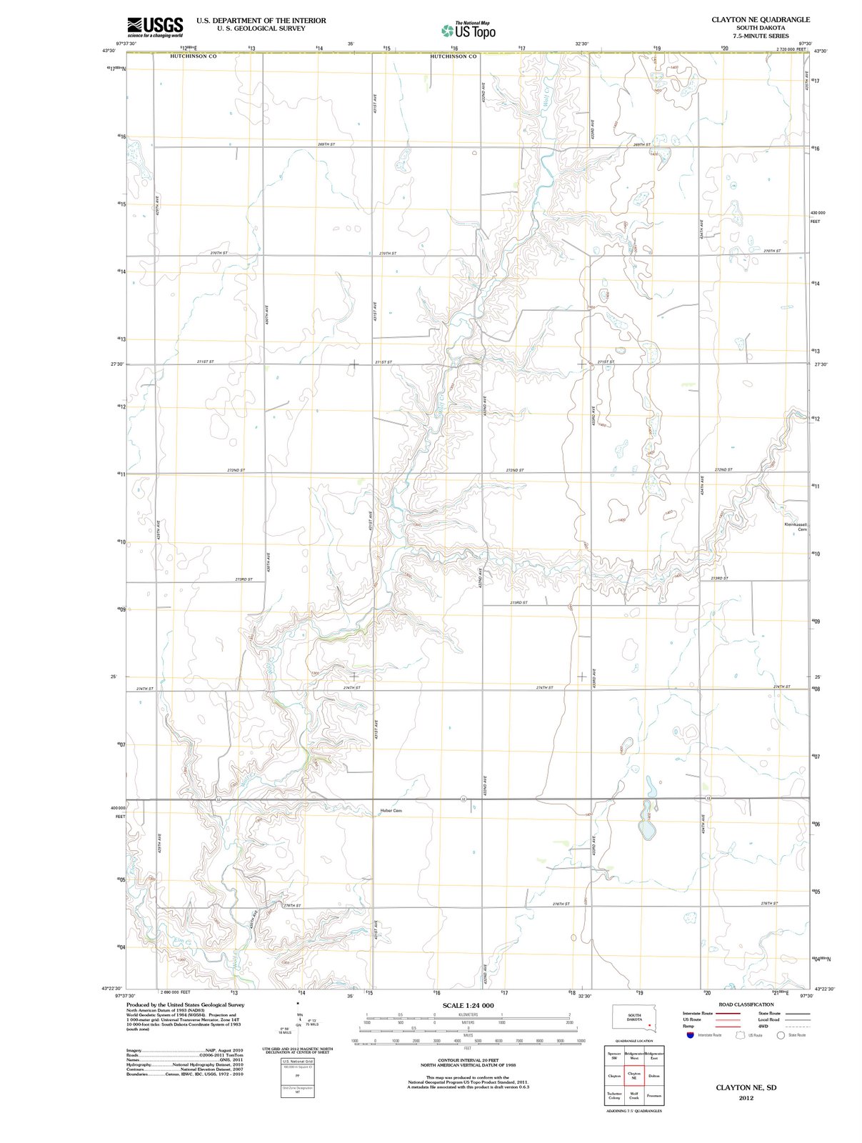 2012 Clayton, SD - South Dakota - USGS Topographic Map v2
