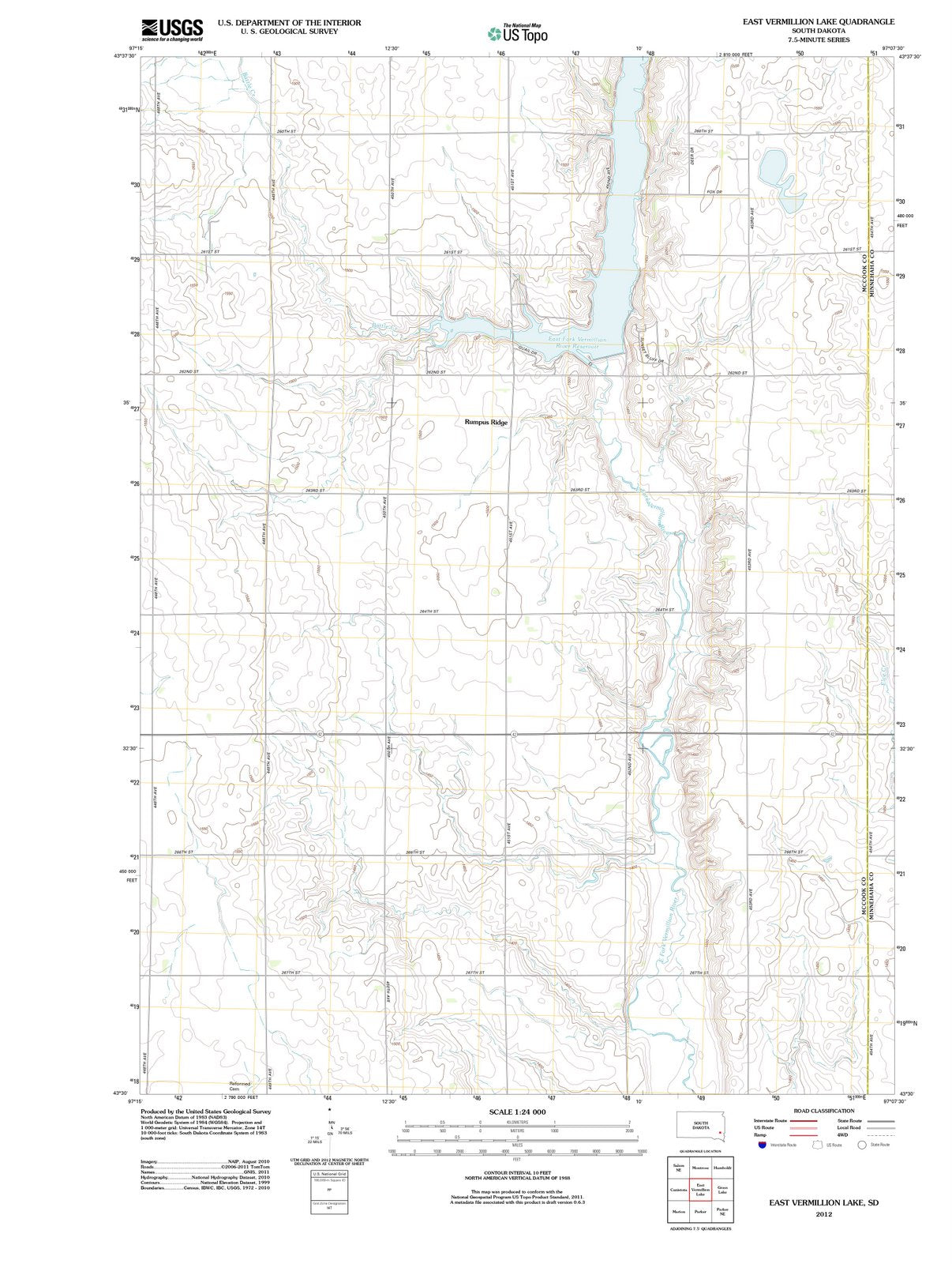 2012 East Vermillion Lake, SD - South Dakota - USGS Topographic Map