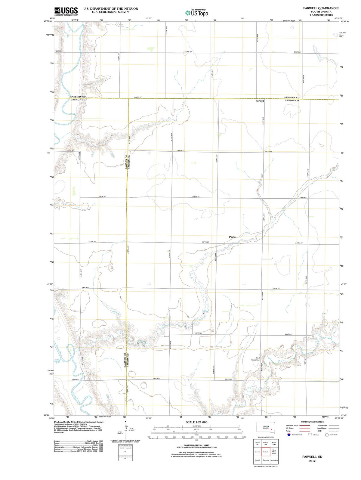2012 Farwell, SD - South Dakota - USGS Topographic Map