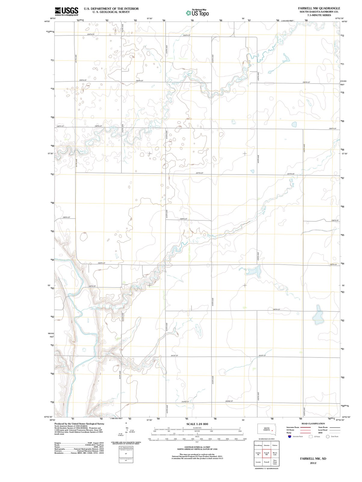 2012 Farwell, SD - South Dakota - USGS Topographic Map v2