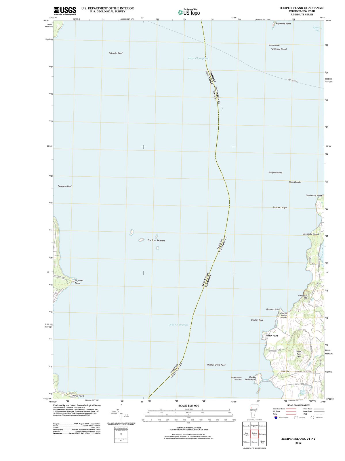 2012 Juniper Island, VT - Vermont - USGS Topographic Map