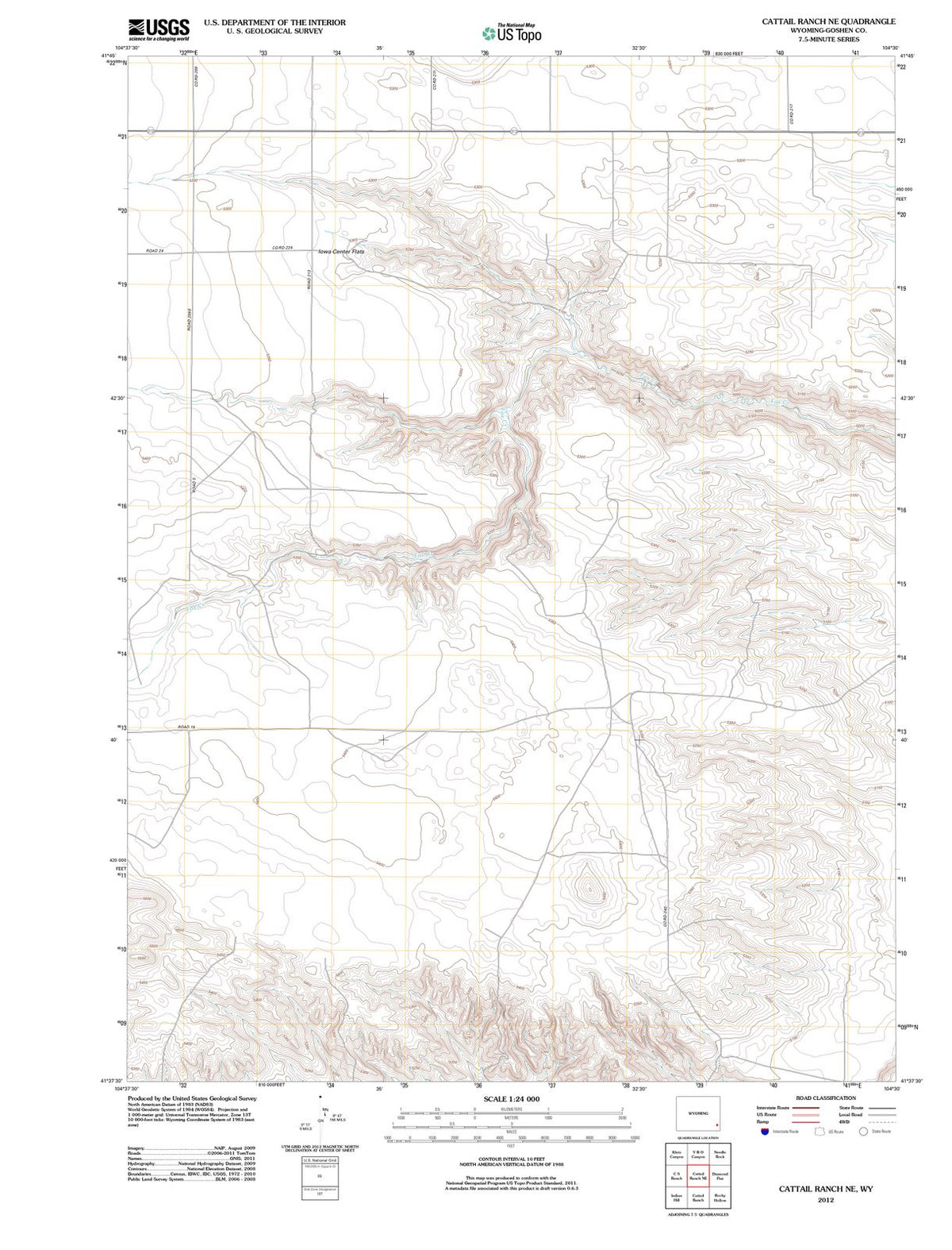 2012 Cattail Ranch, WY - Wyoming - USGS Topographic Map v2