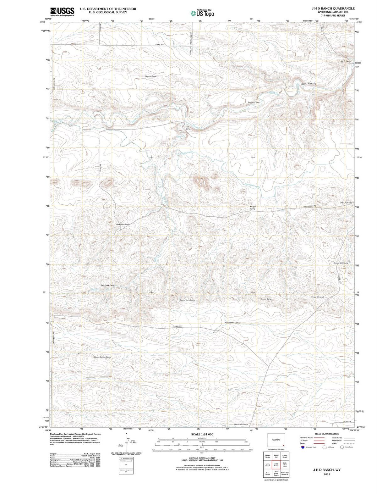 2012 J H Ranch, WY - Wyoming - USGS Topographic Map