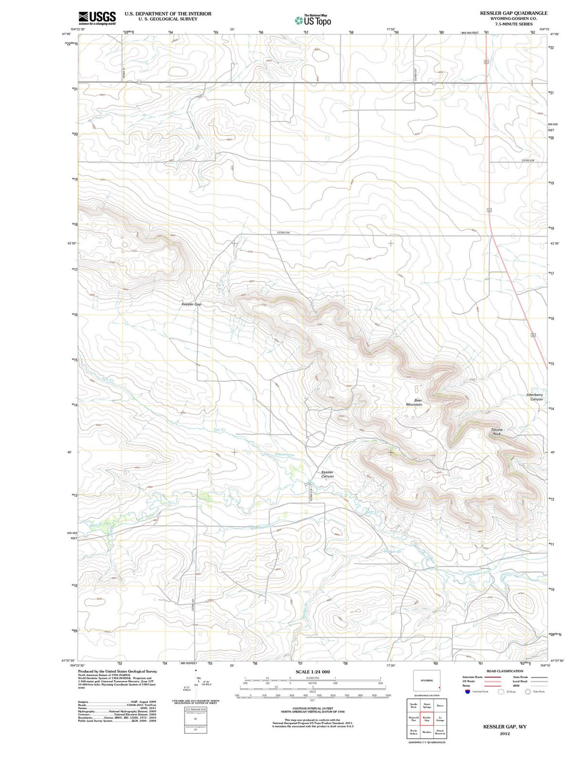 2012 Kessler Gap, WY - Wyoming - USGS Topographic Map