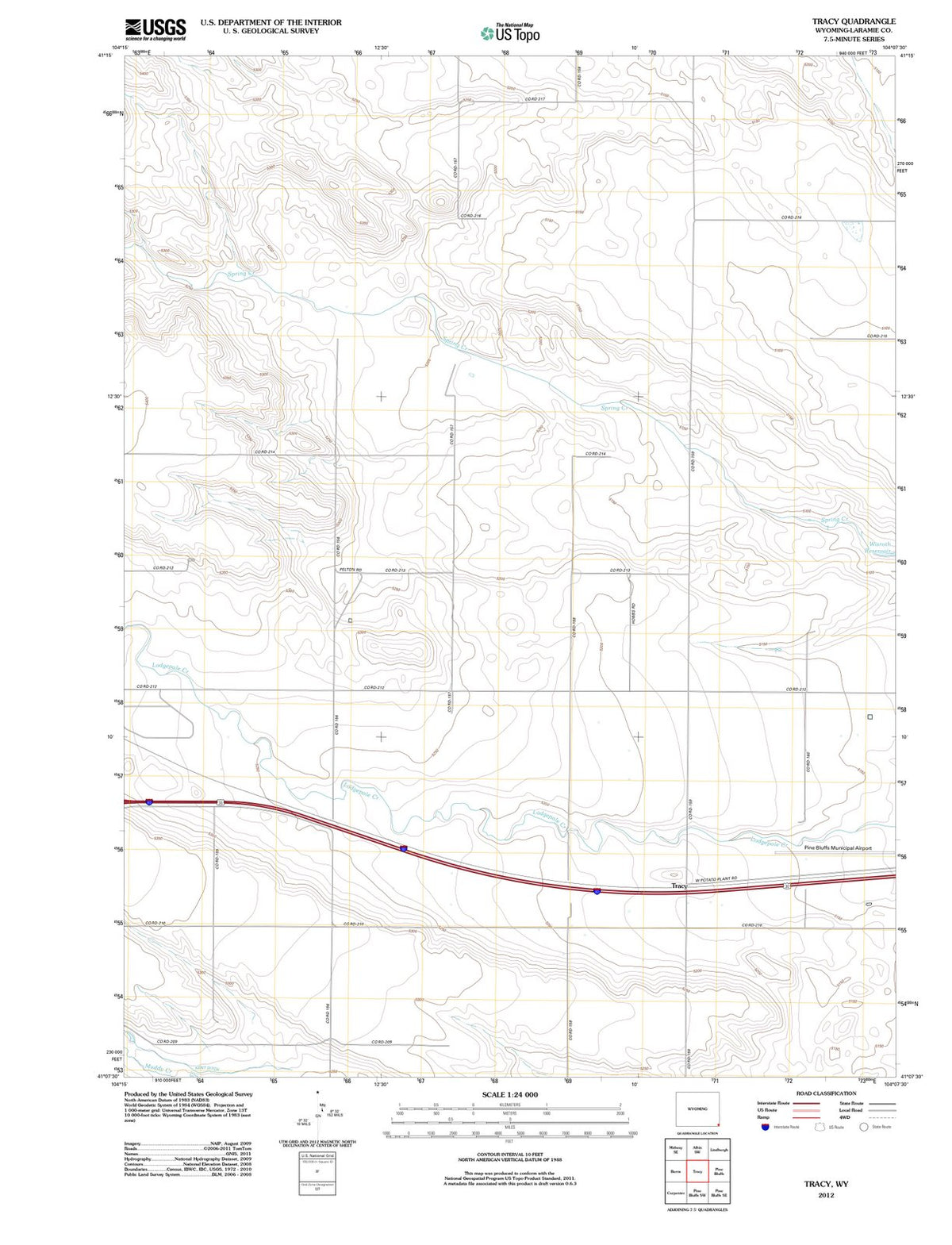 2012 Tracy, WY - Wyoming - USGS Topographic Map