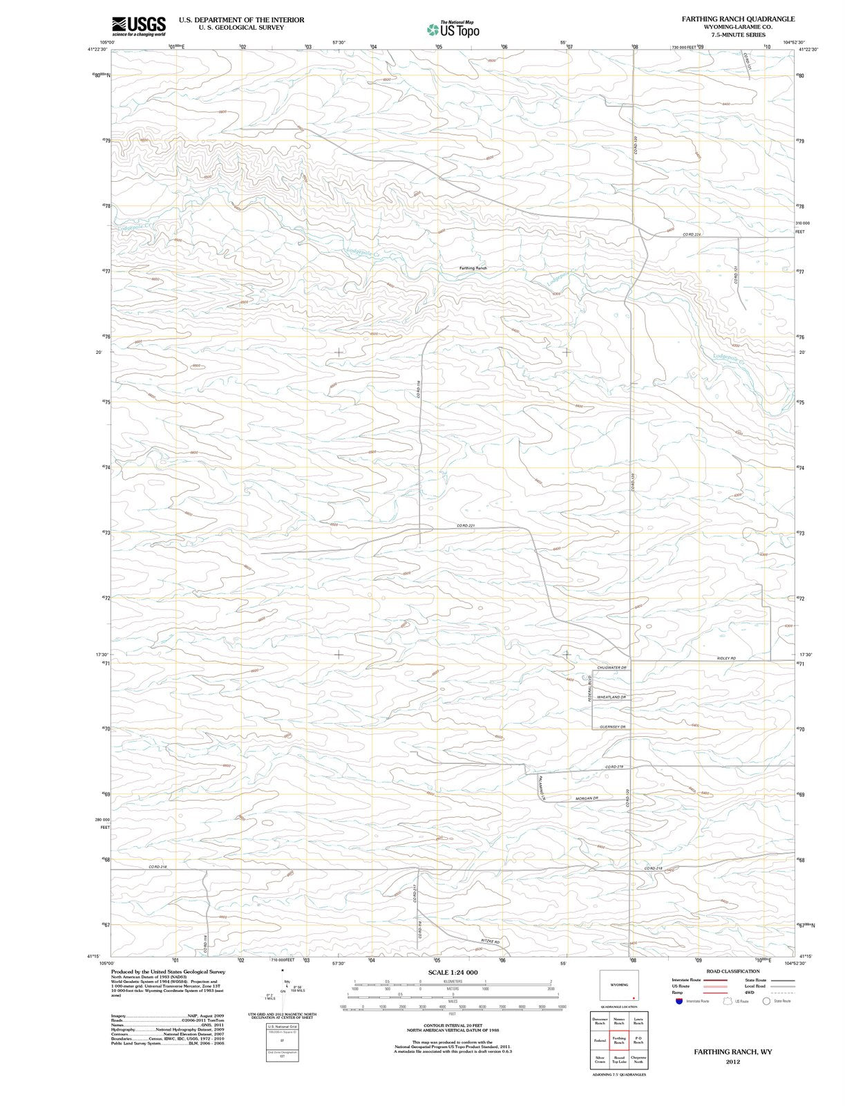 2012 Farthing Ranch, WY - Wyoming - USGS Topographic Map