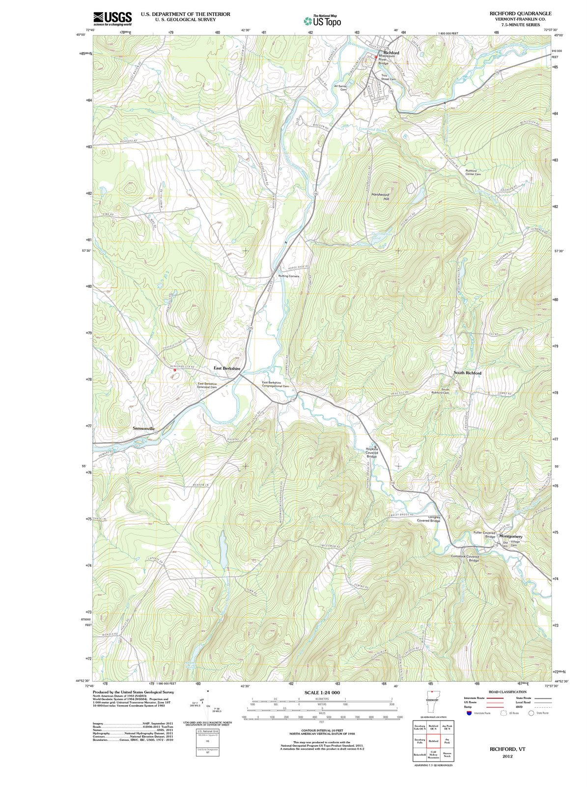 2012 Richford, VT - Vermont - USGS Topographic Map