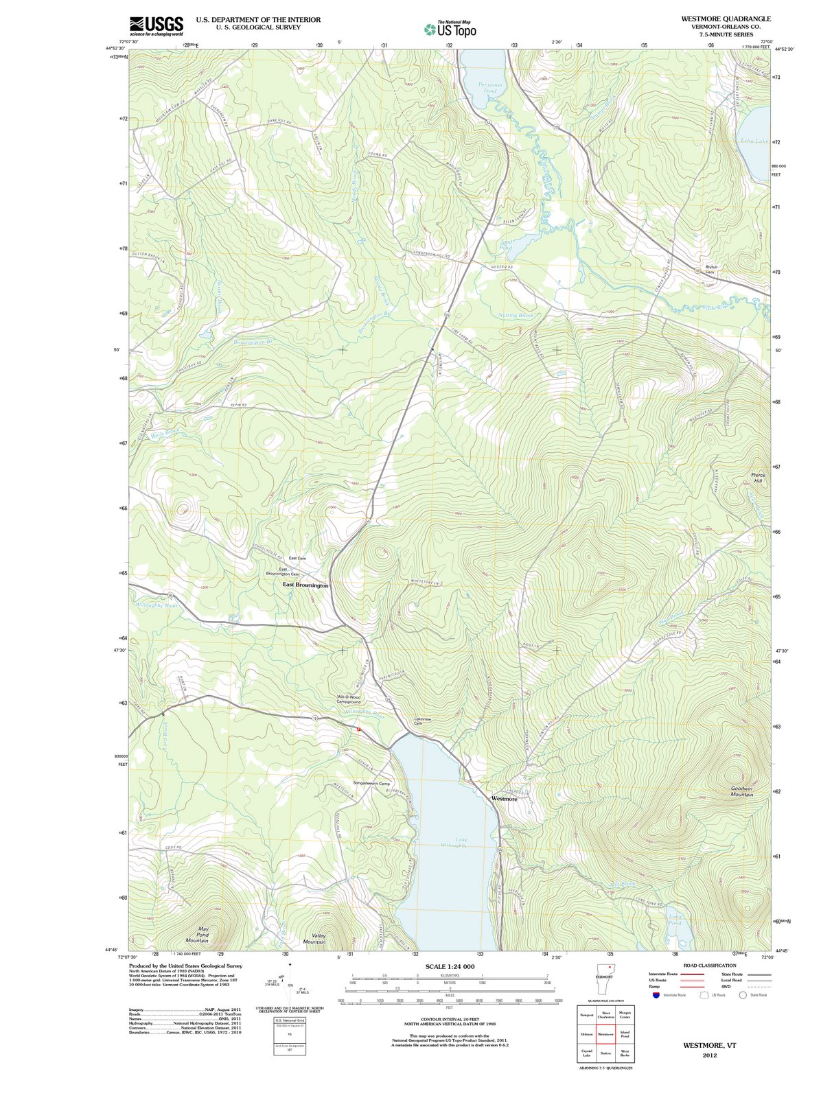 2012 Westmore, VT - Vermont - USGS Topographic Map