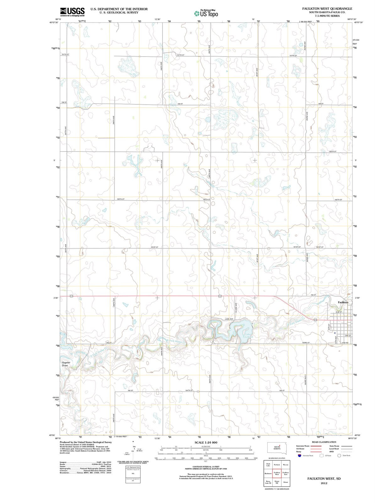 2012 Faulkton West, SD - South Dakota - USGS Topographic Map