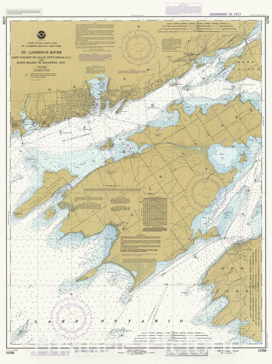 St Lawrence River Cape Vincent to Kingston Ontario Nautical Chart 1982 Map Print