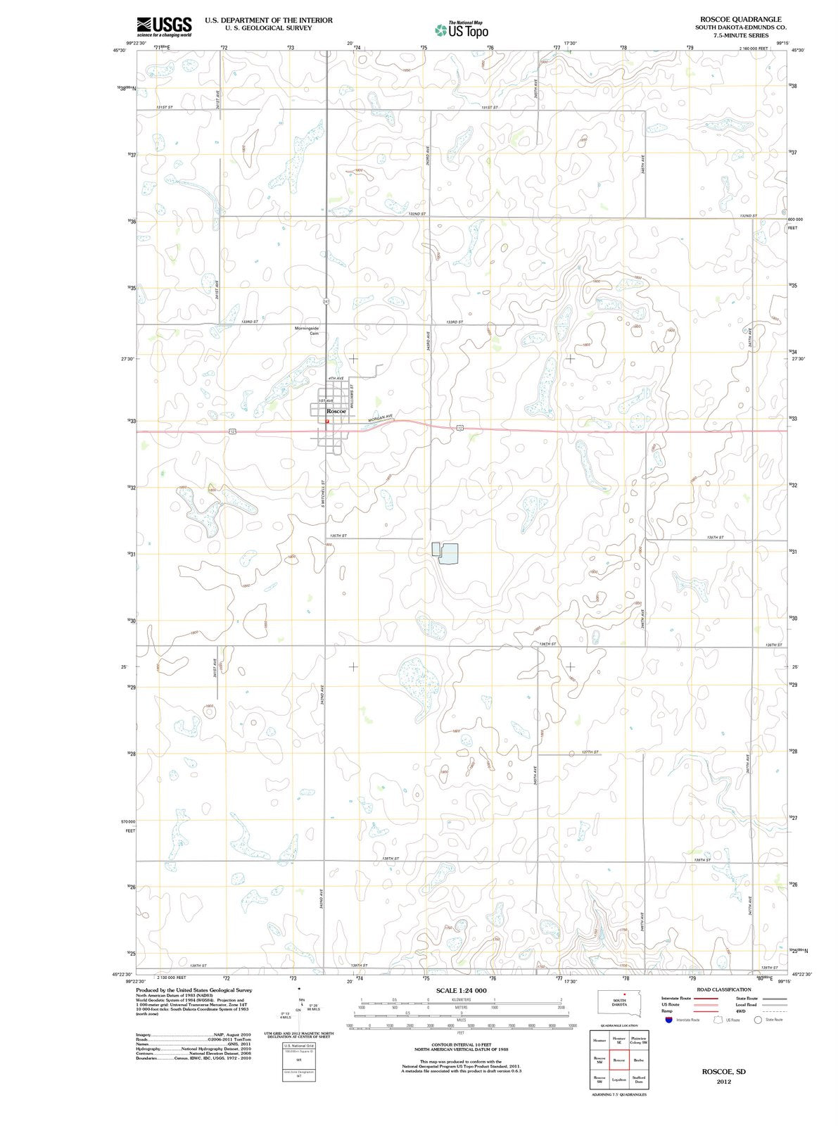 2012 Roscoe, SD - South Dakota - USGS Topographic Map