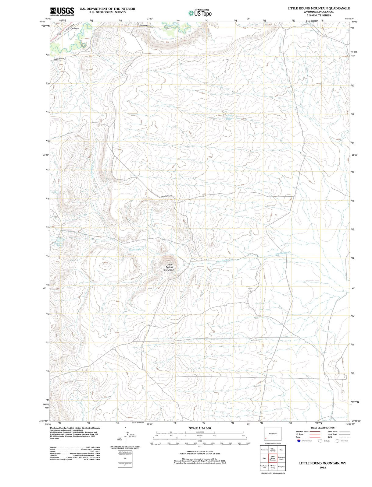 2012 Little Round Mountain, WY - Wyoming - USGS Topographic Map