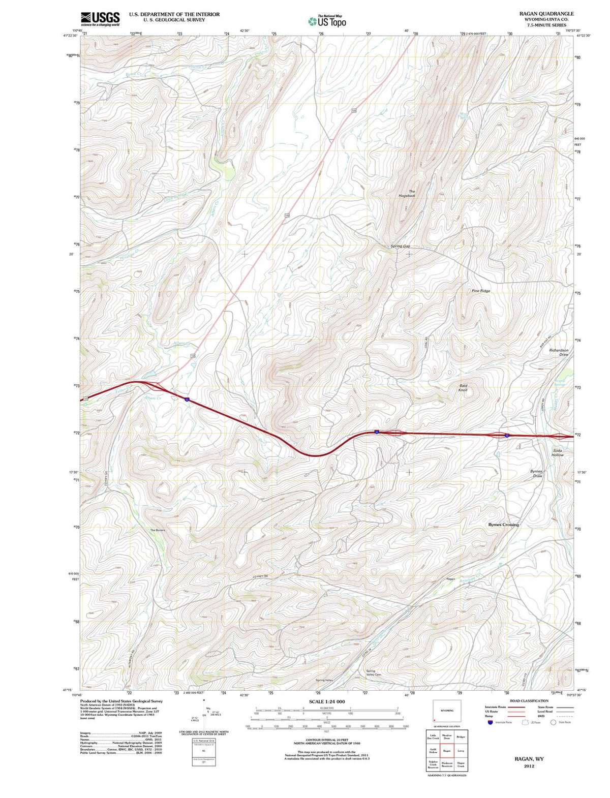 2012 Ragan, WY - Wyoming - USGS Topographic Map