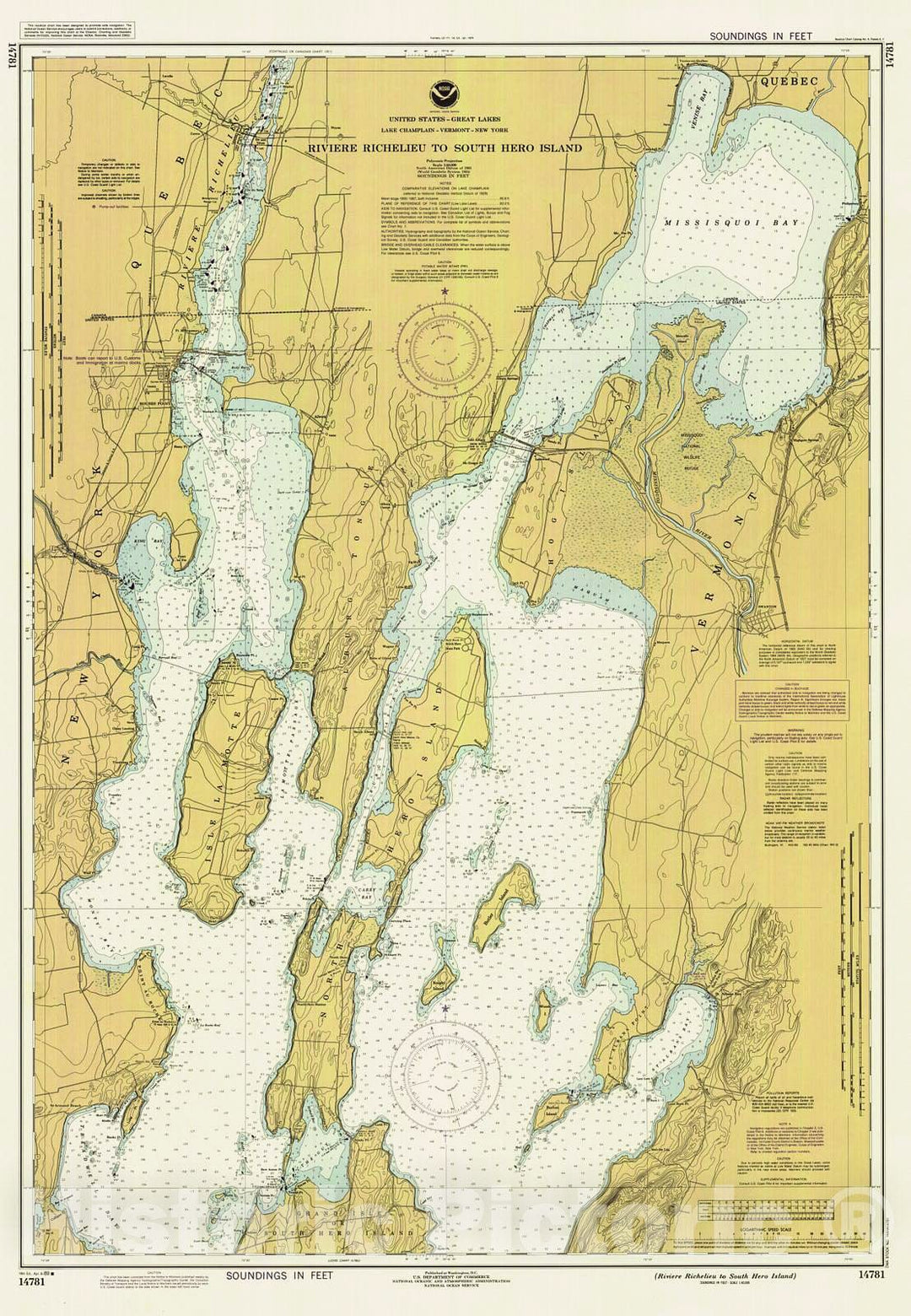 Historic Nautical Map - Riviere Richelieu To South Hero Island, 1989 NOAA Chart - Vermont, New York (VT, NY) - Vintage Wall Art
